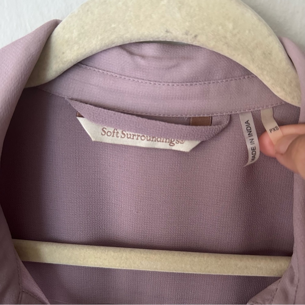 Soft Surroundings Embroidered Belted Duster Dress in Lavender XS - Picture 4 of 15